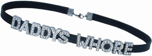 2 PCS DADDY'S +DADDY'S Choker Necklaces,Rhinestone DDLG Chokers Matching Daddy Lingerie,Sexy Dad Collar For Women Honey Princess Hotwife Girls,Fau...