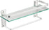 VOLPONE Glass Shelf with Towel Bar 15.7in Silver Bathroom Shelf Wall Mount Rustproof Bathroom Wall Organizer 1 Tier (Silver)...