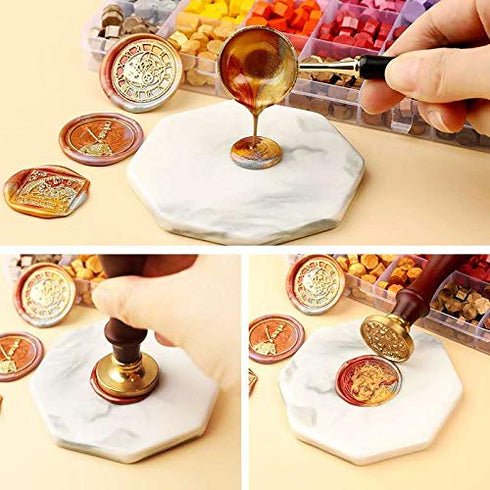 Sealing Wax Beads Colorful Macarone 380Pcs with 2PCS Tea Candles and 1 PCS Wax Melting Spoon...