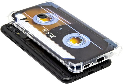 Case for Galaxy A20 with Reinforced Corners TPU Soft Bumper Retro Music Cassette Tape Case Compatible with Samsung Galaxy A20/A30...