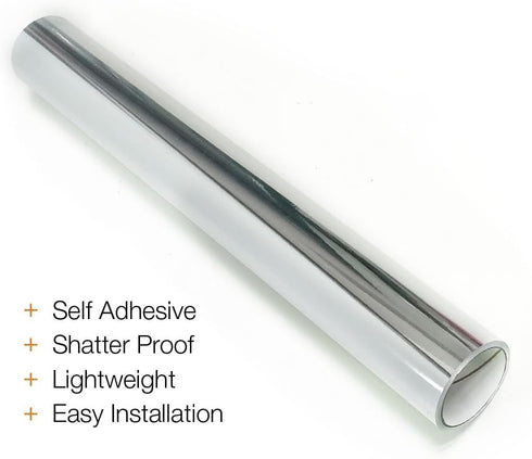 14"x52" Reflective Self Adhesive Mirror Sticker Peel and Stick Mirror Sheets Non Glass Flexible Mirror Stickers Paper Roll for Crafts Tiles Furnit...
