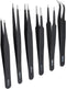 6PCS Tweezers Set Blunt Tip Anti-Static Curved of Tweezers ESD Electronics Laboratory Work Jewelry-Making Craft, Soldering Multiple Usage...