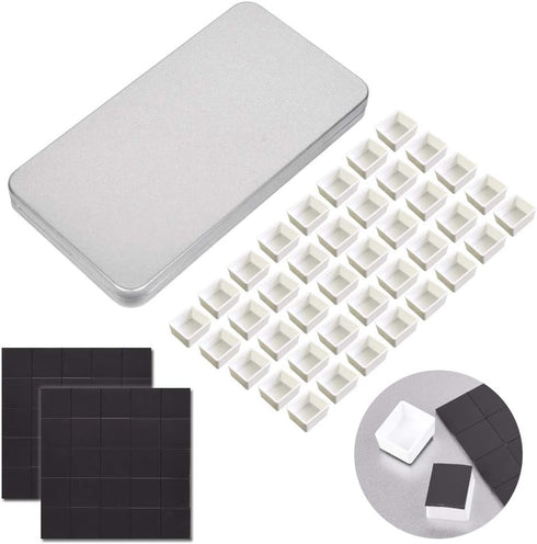 40Pcs Empty Half Pans with Magnetic Stripe Watercolor Paint Travel Tin Palette Case, Artist Paints Kits for DIY Watercolor Oils or Acrylics Painti...