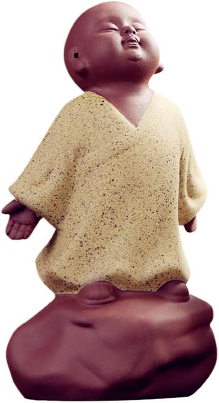 Kingzhuo Ceramic Little Cute Buddha Statue Monk Figurine Creative Baby Crafts Dolls Ornaments Gift Classic Delicate Ceramic Arts and Crafts Tea Ac...