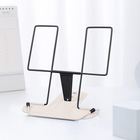 MSDADA Metal Book Stand for Desk, Adjustable Reading Rest Book Holder, Portable Cookbook Documents Holder, Sturdy Typing Stand for Recipes Textboo...