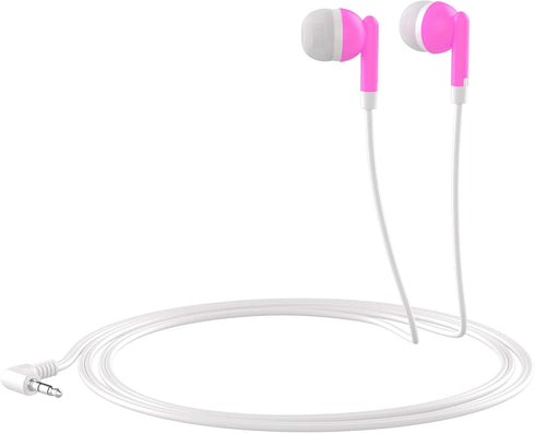 Maeline Bulk Earbuds with 3.5 mm Headphone Plug - 10 Pack - Pink...