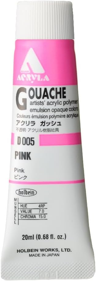 Holbein Acryla Gouache Artists Acrylic Polymer Emulsion, 20ml Pink (D005)...