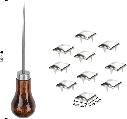 TUZAZO 500 Pieces 10 mm Square Pyramid Studs for Clothing Bag Leather Shoes Punk Rock Jewelry Craft, 4 Prong Metal Nailhead Studs Spikes Accessori...