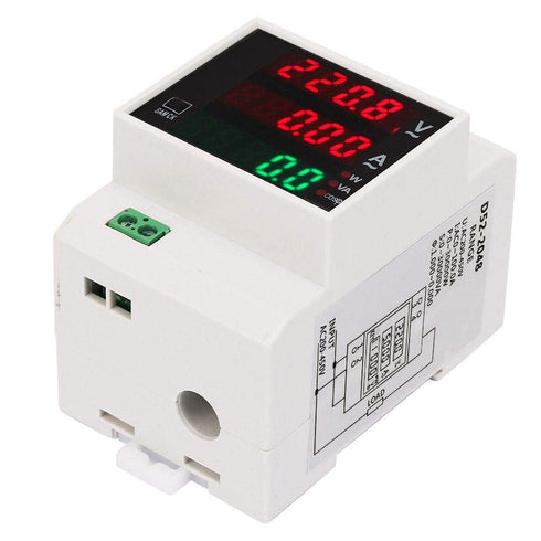Digital Voltmeter Ammeter Power Meter, Multi-functional Din Rail Power Factor Voltage Current Power Tester, Multimeter Volt Amp Watt Meter (AC 80-...