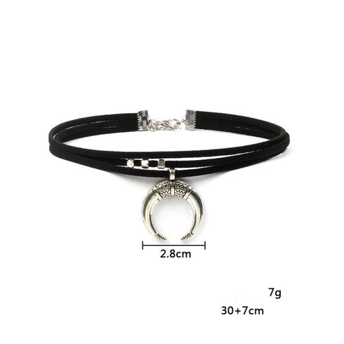 fxmimior Women Black Moon Crescent Pendant Choker Sexy Rock Handmade Bohe Necklace Women Accessories...