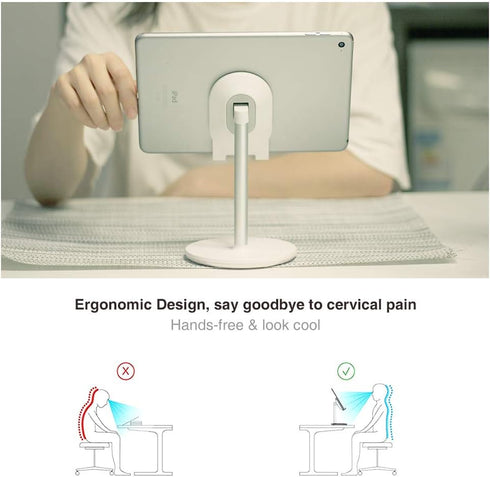 Bright Stone Phone Stand for Desk, Adjustable Cell Phone Holder for Desk, Compatible with 4"-12.9" Phones/Tablet/iPhone/iPad/Switch (White)...