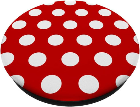 Red and White Polka Dot Pattern Circle Fashion Red Polka Dot PopSockets Adhesive PopGrip...