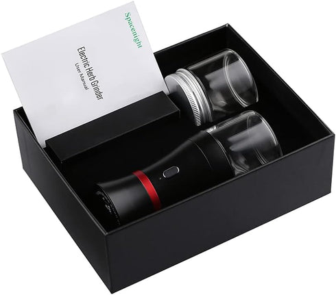 Spacenight Electric Herb Grinder, USB-Rechargeable, 2pcs 1.7oz Glass Herb Chamber - Ideal for Everyday Carry...