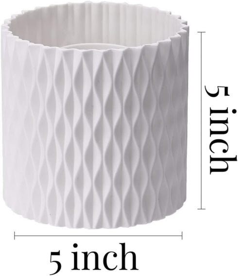 Makeup Brush Holders Organizer Cup PP Plastic 5-Slots 360° Rotating Cosmetic Brushes Tools Storage Display for Vanity Desktop Countertop (White/Ro...