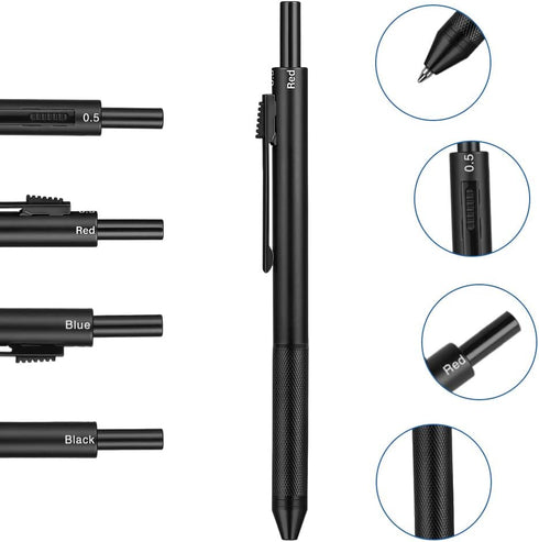 AUAUY 4 in 1 Multicolor Pen,Metal Cased Multifunction Pen,Gravity Sensor Multifunction Pen, 0.5mm 3 Color Ballpoint & 0.5mm Mechanical Pencil Come...