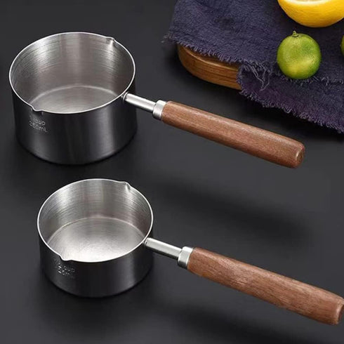 250ML Sauce Pan Saucepan Stainless Steel Sauce Pot Double Spout Oil Pan Warming Pot Frothing Pitcher Dishwasher Safe for Home Kitchen Cookware Acc...