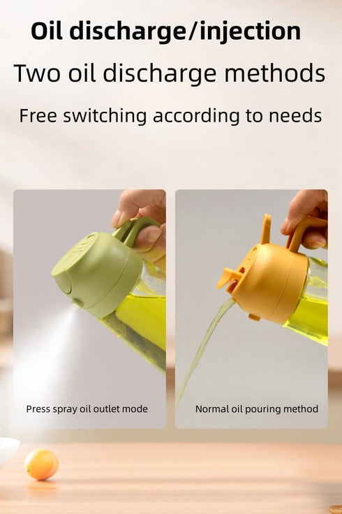 2 in 1 glass olive oil filling bottle, 2 in 1 cooking oiler, spray, kitchen press fuel injector, used for salad making, baking, frying, barbecue, ...