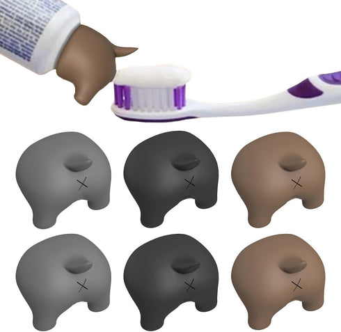 Self-Closing Toothpaste Cap, Toothpaste-Saver Silicone Cap with Self-Sealing Tip - Stylish See-Through Design, Fun Dog Toothpaste Dispenser. (6 Pc...