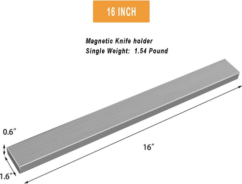 16 Inch Stainless Steel Magnetic Knife Holder, Adhesive Magnet Strip for Kitchen Utensils & Tools, Strong Magnetic Suction, 2 Installation Methods...