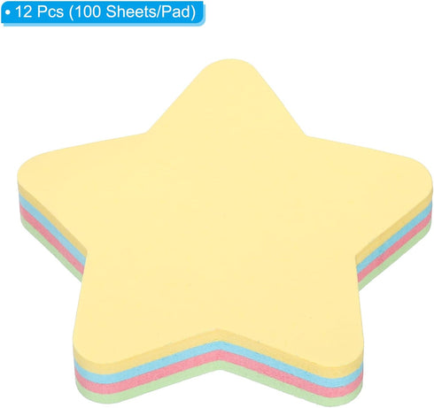 PATIKIL 2.7 x 2.7 Inch Star Shape Sticky Notes, 12 Pads Cute Self-Stick Memo Pads Bright Colorful 100 Sheets/Pad for Home Office, 4 Colors...