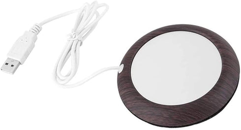 USB Cup Warmer Coaster Coffee Mug Warmer for Desk, Heating Pad Desktop Wood Grain Heat Beverage Mug Mat Tea Coffee Heater Pad for Home & Office(Da...