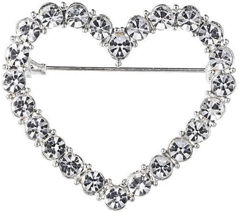 Crystal Love Heart Brooch Pin Valentine's Day Gift Pin Women Girls Hollow Heart Lapel Pin Badge for Mother's Day Gift...