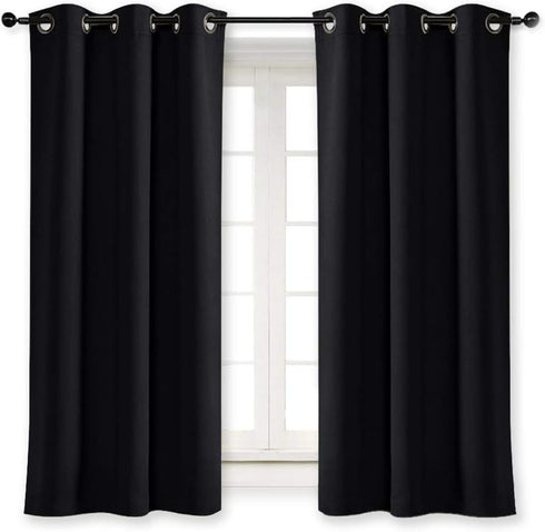 NICETOWN Halloween Black Out Curtain Panel Shade Solid Energy Efficient Eyelet Top Window Blind for Guest Room (Single Piece, 42 inches Wide by 63...