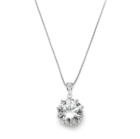 Mariell Dramatic 5 Ct. ½ Round-Cut CZ Solitaire Pendant Necklace - Bold Brides or Bridesmaids Jewelry...