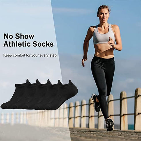 Women's and Men's Running Ankle Socks Low Cut Breathable Socks With Tab 3 Pairs, Black...