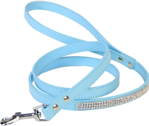 Scicalife PU Leather Dog Leash Training Walking Pet Leash Products Colorful Walking Leashes with Sparkly Studded Rhinestone for Cats or Dogs (Blue...