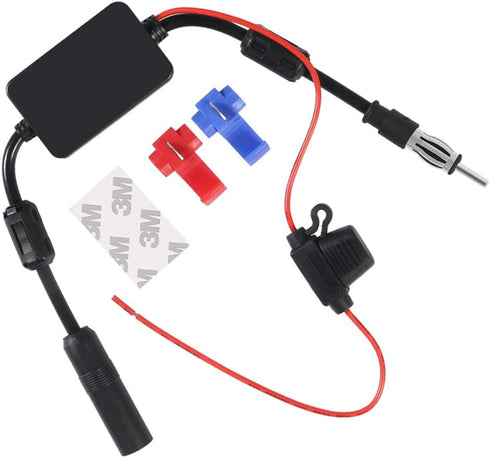 Universal Car Stereo Radio FM Antenna 12V Power Supply DIN Plug Connector for Vehicle Truck SUV Car Audio Boat Radio Stereo Media Head 12V Antenna...