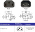JSER IEC Male C14 to Up Direction Right Angled 90 Degree IEC Female C13 Power Extension Adapter 220V 10A Max...