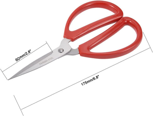 uxcell 6.8 Inch Stainless Steel Scissor for Office Home Cutting, Straight Red Handle...