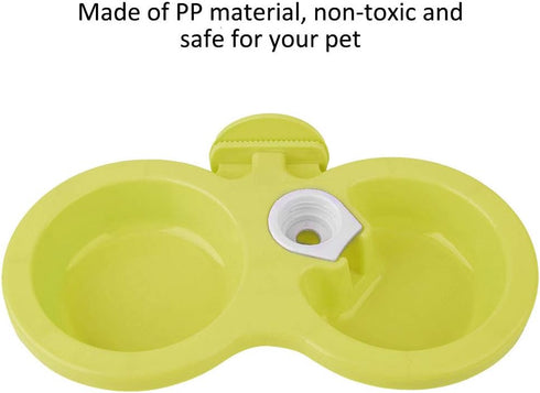 Puppy Double Bowl, Puppy Double Bowl Stainless Steel Dog Bowl Pet Cat Dog Puppy Double Bowl Hanging Food Water Feeder for Crate Cage Small (Green)...