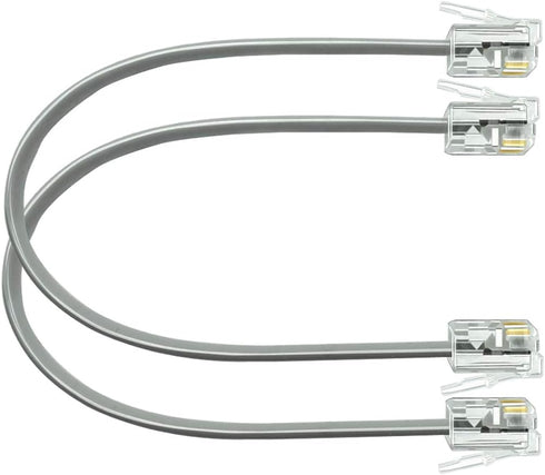 NECABLES 2Pack 6 Inch Short Telephone Cord Phone Cable Wall Phone Cord for Landline RJ11 6P4C Male to Male...