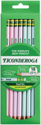 Ticonderoga Wood-Cased Pencils, Pre-Sharpened, 2 HB Soft, Pastel Colors, 18 Count...