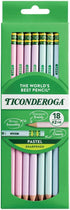 Ticonderoga Wood-Cased Pencils, Pre-Sharpened, 2 HB Soft, Pastel Colors, 18 Count...