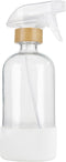 HOMBYS Empty Bamboo Glass Spray Bottles with Silicone Sleeve Protection - Refillable 17 oz Clear Glass Containers for Cleaning Solutions, Essentia...
