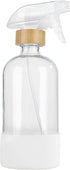 HOMBYS Empty Bamboo Glass Spray Bottles with Silicone Sleeve Protection - Refillable 17 oz Clear Glass Containers for Cleaning Solutions, Essentia...