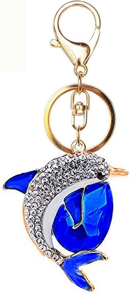 4x Ocean Style Rhinestone Marine Animals Keychains Key Ring Gifts for Women Girls Handbag Dolphin/Starfish/Fish/Octopus Car Bag Pendant Purse Char...