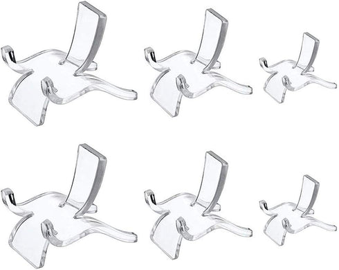 Teensery 6 Pieces Clear Plastic Display Stands 3 Sizes Display Easel Holders Small Collectibles Display Rack for Jewelry Crystal Geode Rock Minera...