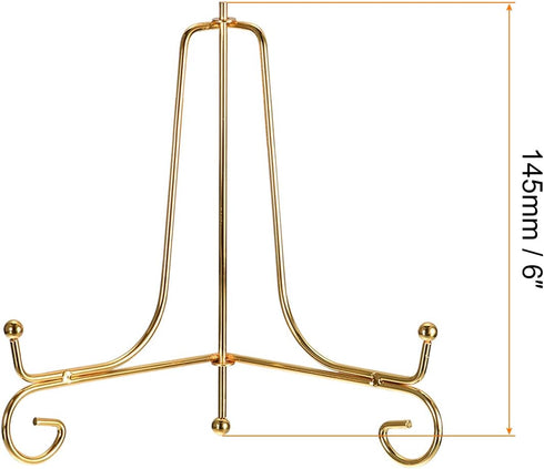 uxcell Plate Stand for Display, 6 Inch 2Pcs Iron Decorative Plate Holder Metal Easel Folding Display Stand for Photo Picture Frame, Gold...