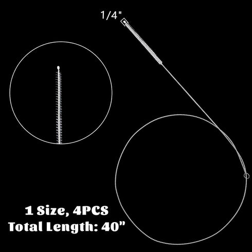 4 Pcs Straw Cleaner Brush Extra Long, 1m/39in Wire Tube Brushes with Soft Nylon Bristles Head, Wire Brush Pipe Cleaning Brush for Feeding Tubes Bo...