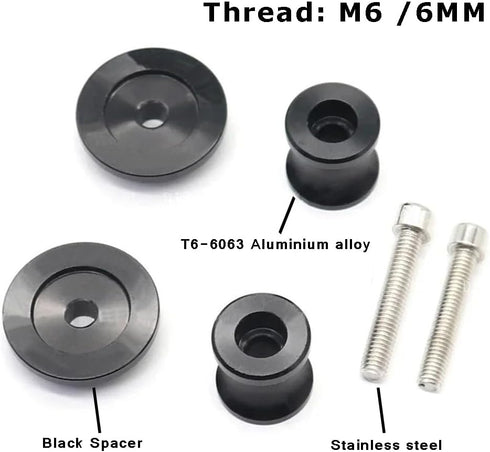 M6 Swingarm Spools, Motorcycle 6mm Sliders Stand Universal for FZ07 FZ09 FZ6 FZ8 MT03 MT07 MT09 MT10 /SP Tenere 700 XTZ1200 XSR700 XSR900 (Black)...