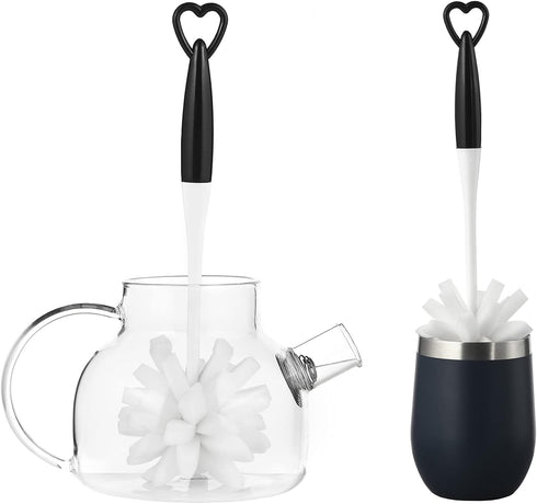 ALINK Bottle Glass Dish Sponge Cleaning Brush with Handle, Pack of 3...