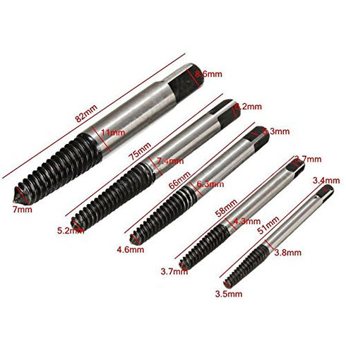 OriGlam 5PCS Screw Extractor Easy Out Set Drill Bits, Guide Broken Damaged Bolt Remover Tools Kit Set 3-9mm...