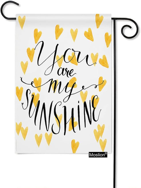 Moslion You Are My Sunshine Garden Flag Vertical Double Sided Yellow Heart Love For Valentine's Day House Flags Home Burlap Banners 12.5x18 Inch f...