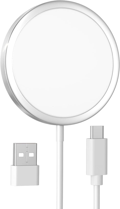 Magnetic Wireless Charger, MagEase 15W Wireless Charger Magnetic Compatible with iPhone 15/14/13/12 Series and AirPods 3/2/Pro-White...
