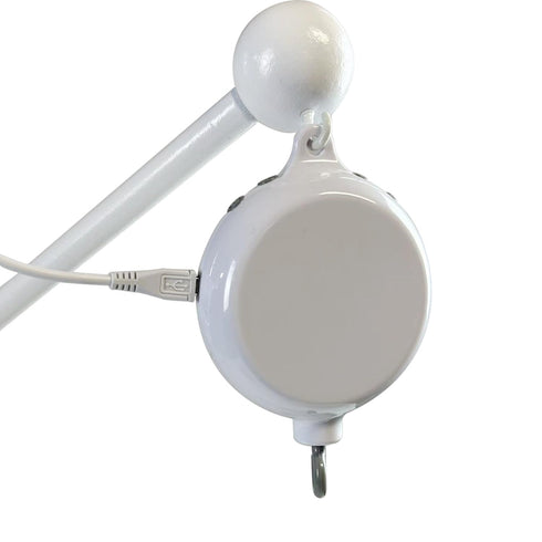 Crib Mobile Motor Built in SD Card, White Baby Mobile Rotary Music Box with Rotating Hook?0-100 Volume Control,Baby Mobile Music Box Spinner Porta...