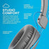 JLab Studio On-Ear Headphones, Wired Headphones, Gray/Blue, Tangle Free Cord, Ultra-Plush Faux Leather with Cloud Foam Cushions, 40mm Neodymium Dr...